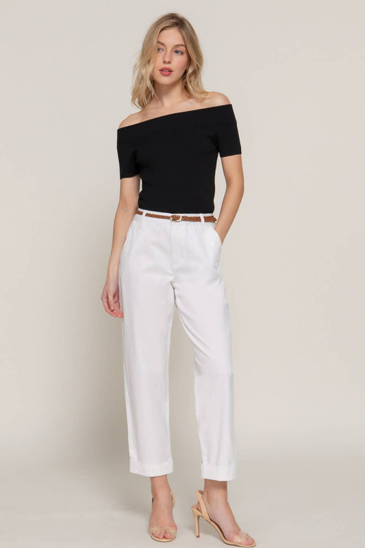 Pantalones con cinturón trenzado