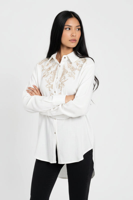 Camiseta Lino Bordado