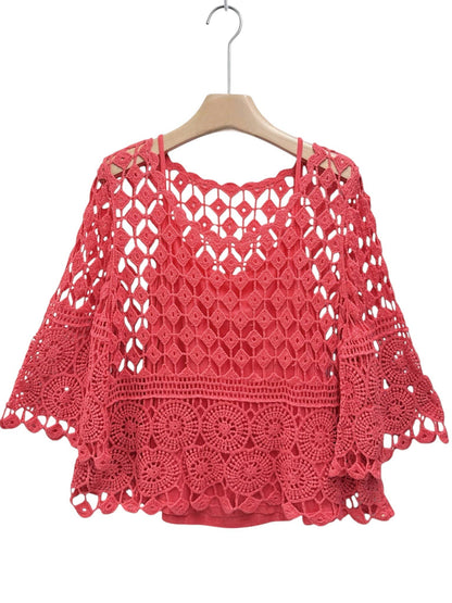 Top de encaje con camiseta sin mangas SLV-T360: BLANCO / Talla única