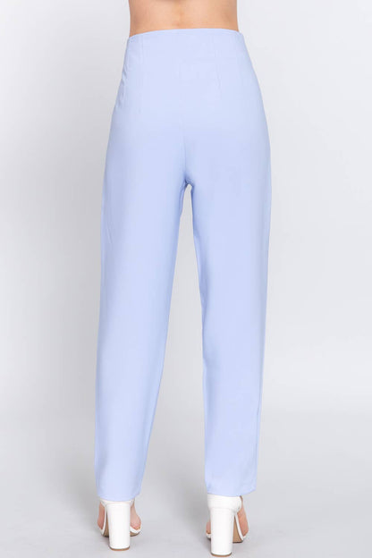 Pantalones largos de talle alto con detalle plisado