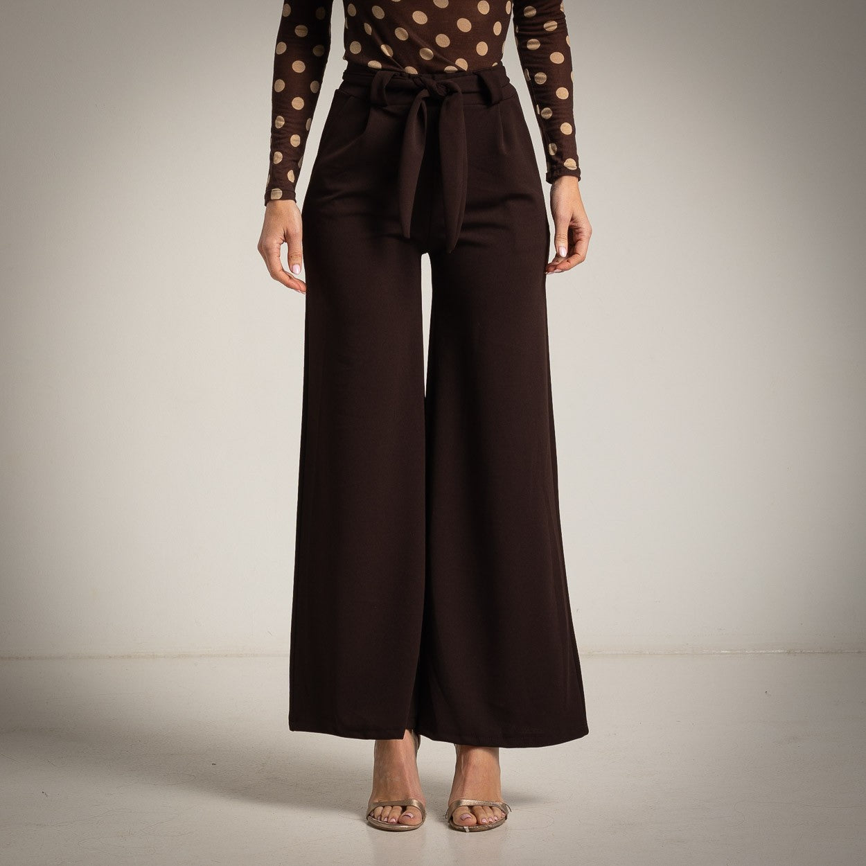 Pantalón Palazzo de Tiro Alto con Lazo