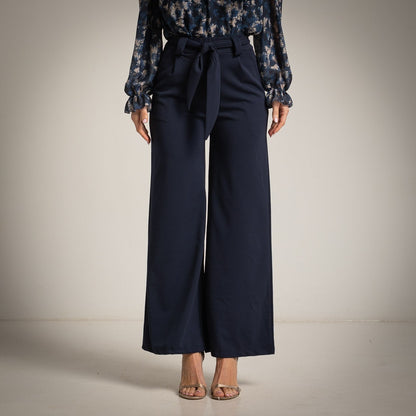 Pantalón Palazzo de Tiro Alto con Lazo