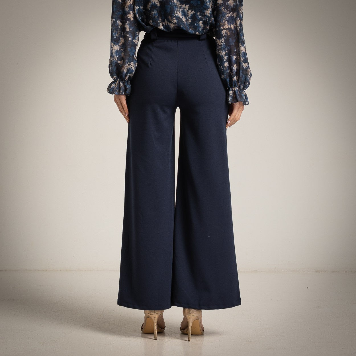 Pantalón Palazzo de Tiro Alto con Lazo