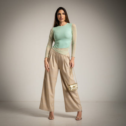 Top Drapeado Doble tul