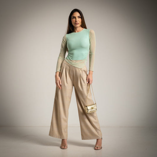 Top Drapeado Doble tul