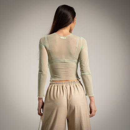 Top Drapeado Doble tul