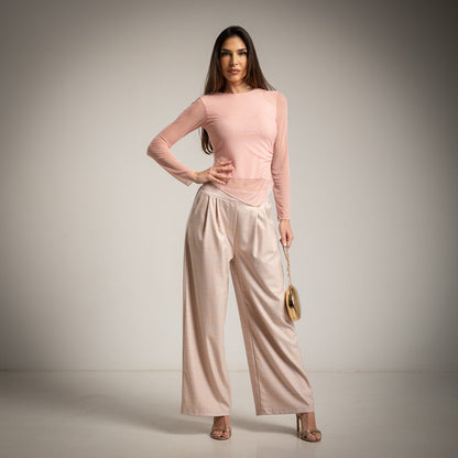 Top Drapeado Doble tul