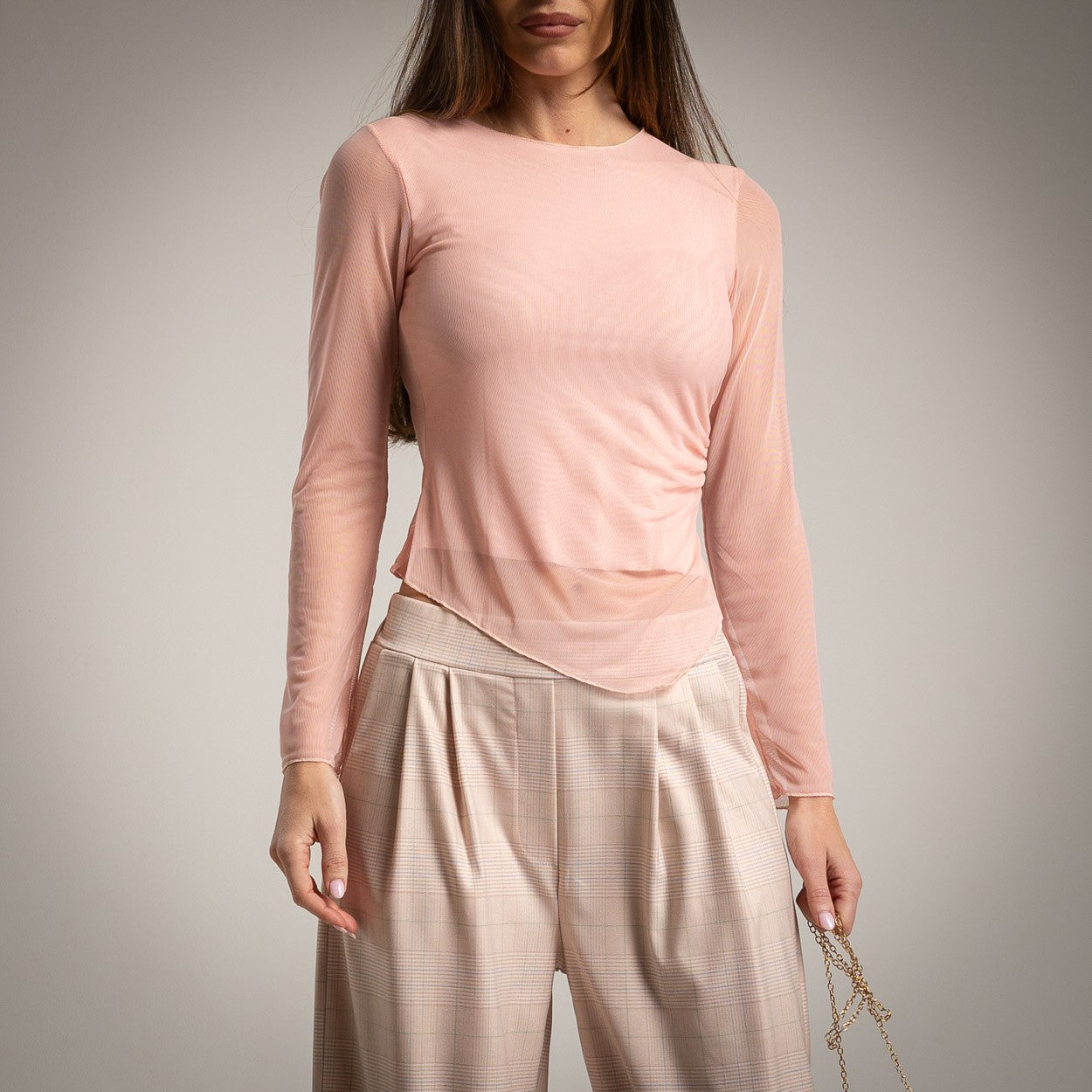 Top Drapeado Doble tul