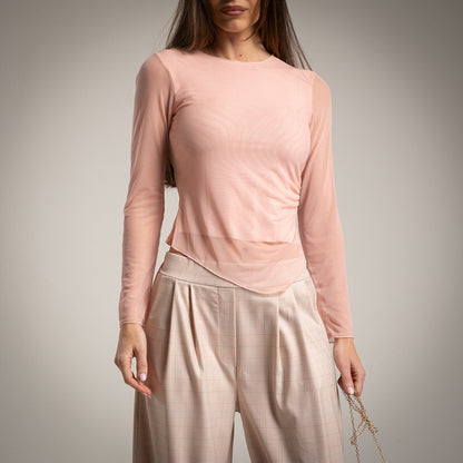 Top Drapeado Doble tul