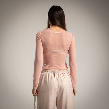 Top Drapeado Doble tul