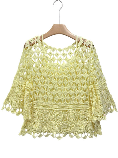 Top de encaje con camiseta sin mangas SLV-T360: AZUL CIELO / Talla única
