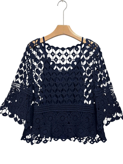 Top de encaje con camiseta sin mangas SLV-T360: AZUL CIELO / Talla única