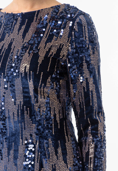 Vestido de cóctel mini de terciopelo con detalles de lentejuelas