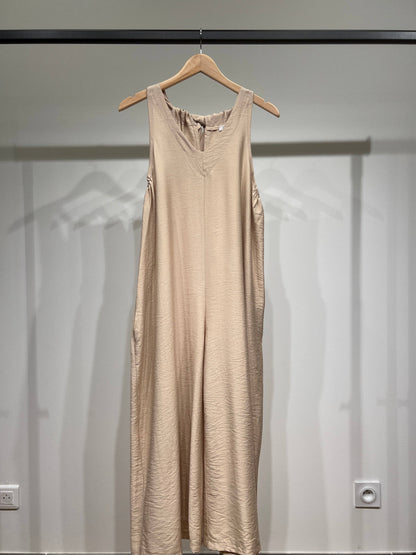 Mono pantalón fluido corte palazzo, espalda para anudar, bolsillos