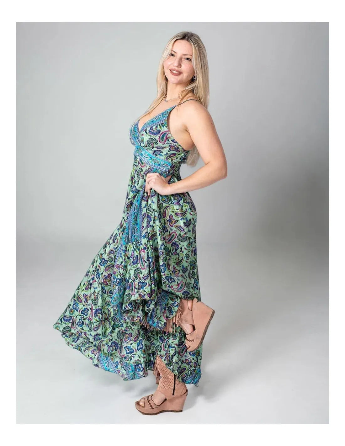 Vestido Largo "Aura" – Seda Natural Pico