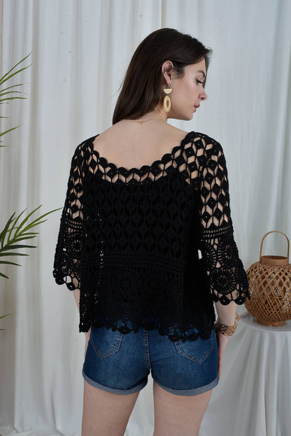 Top de encaje con camiseta sin mangas SLV-T360: AGUA VERDE / Talla única