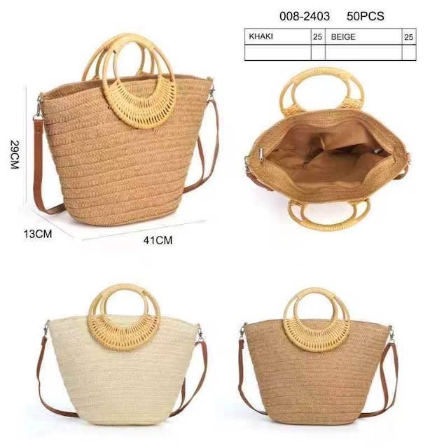 Bolso de mano con asa de madera 2403