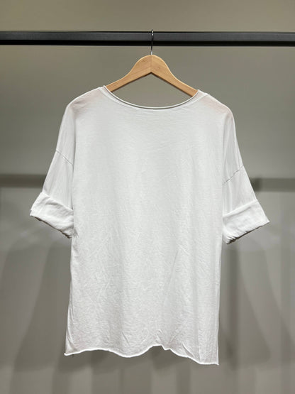 Camiseta ligera sencilla de cuello redondo con aberturas laterales 100% algodón
