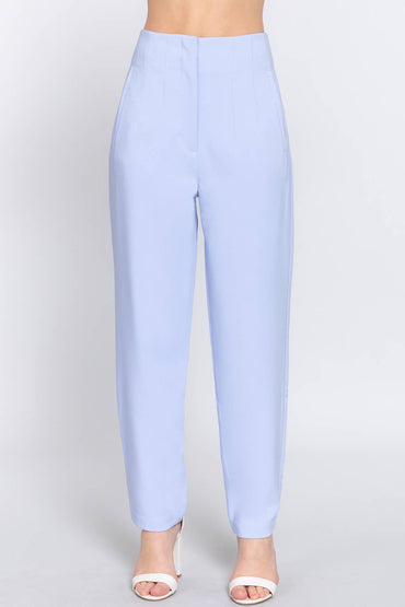 Pantalones largos de talle alto con detalle plisado