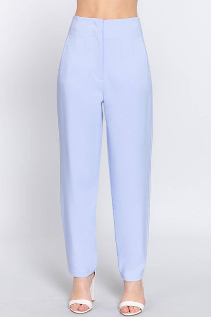 Pantalones largos de talle alto con detalle plisado