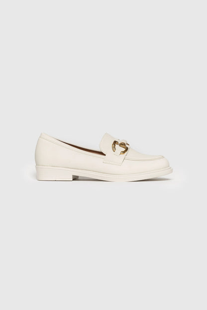 Mocasín con Herraje Dorado - Off White