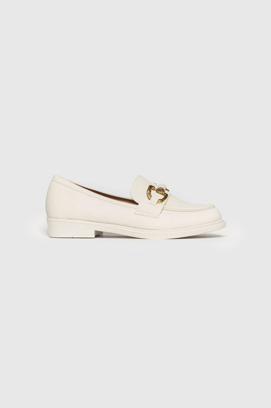Mocasín con Herraje Dorado - Off White