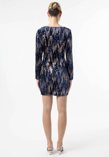 Vestido de cóctel mini de terciopelo con detalles de lentejuelas