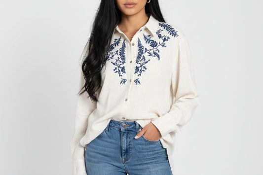 Camiseta Lino Bordado