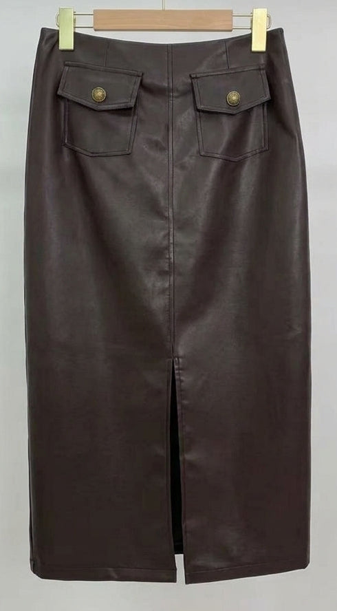 Falda Midi Ecopiel