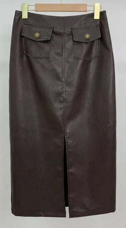 Falda Midi Ecopiel