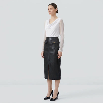 Falda Midi Ecopiel