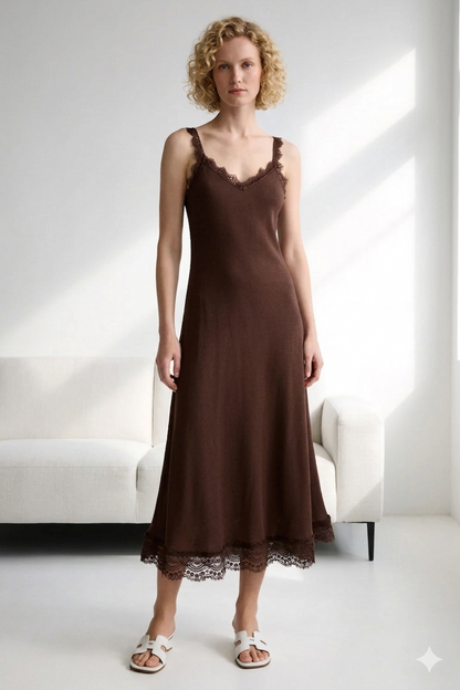 Vestido Lencero con Encaje