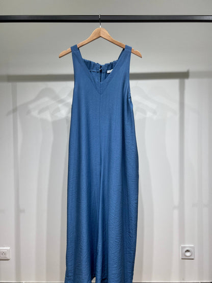 Mono pantalón fluido corte palazzo, espalda para anudar, bolsillos