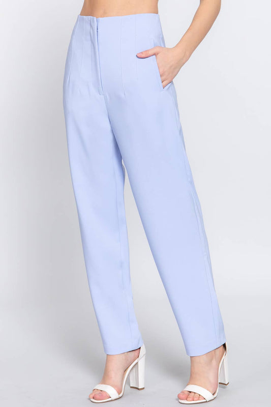 Pantalones largos de talle alto con detalle plisado