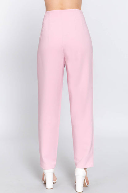 Pantalones largos de talle alto con detalle plisado